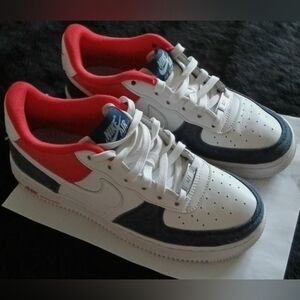 Nike Air Force 1 '07 Denim Sneakers - Red, White, Blue